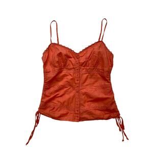 Y2k FANG Peach Eyelet Strappy Blouse